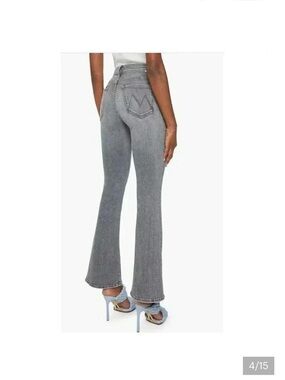MOTHER Grey High-Rise Flare Jeans